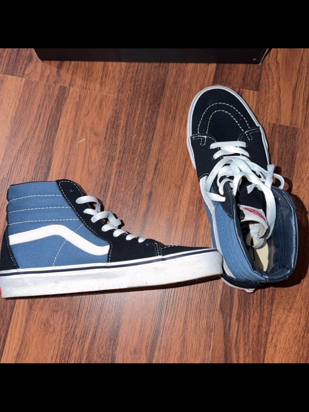 Vans High-Top Sneakers in Black, Blue & White